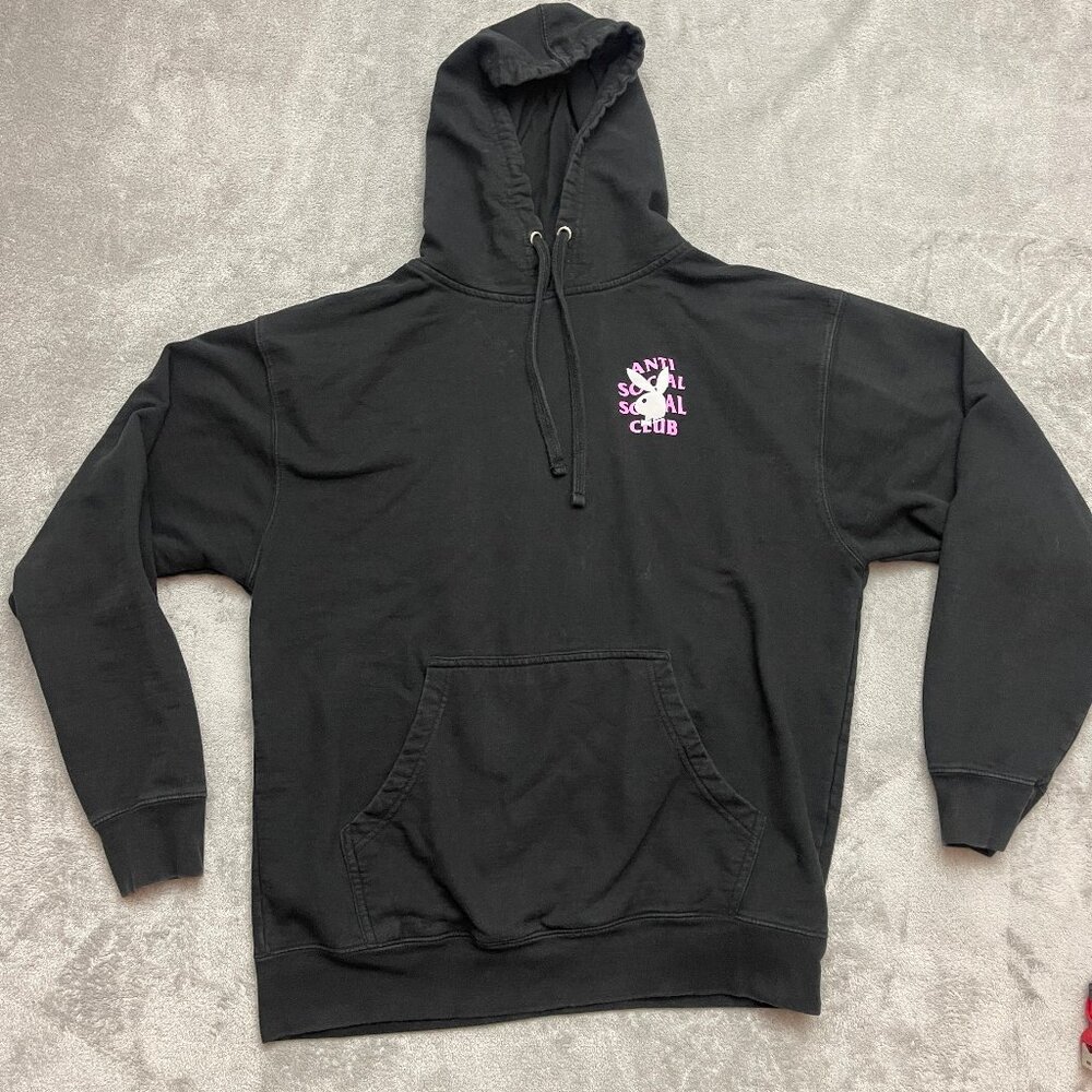 Playboy x Anti Social Social Club Hoodie Black & Pink Remix, Large